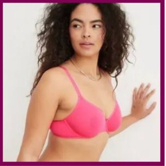 Aerie Smoothez Neon Pink unlined mesh bra NWT s Full Coverage - Picture 5 of 16